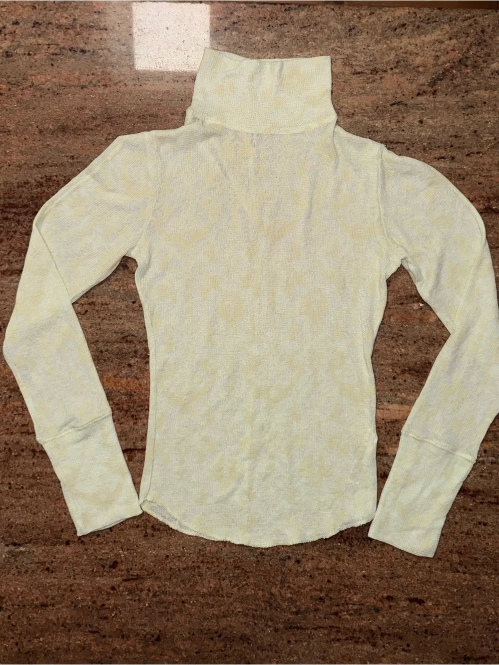 Free People Intimately You and I Sheer Burnout Mockneck Thermal Turtleneck Top